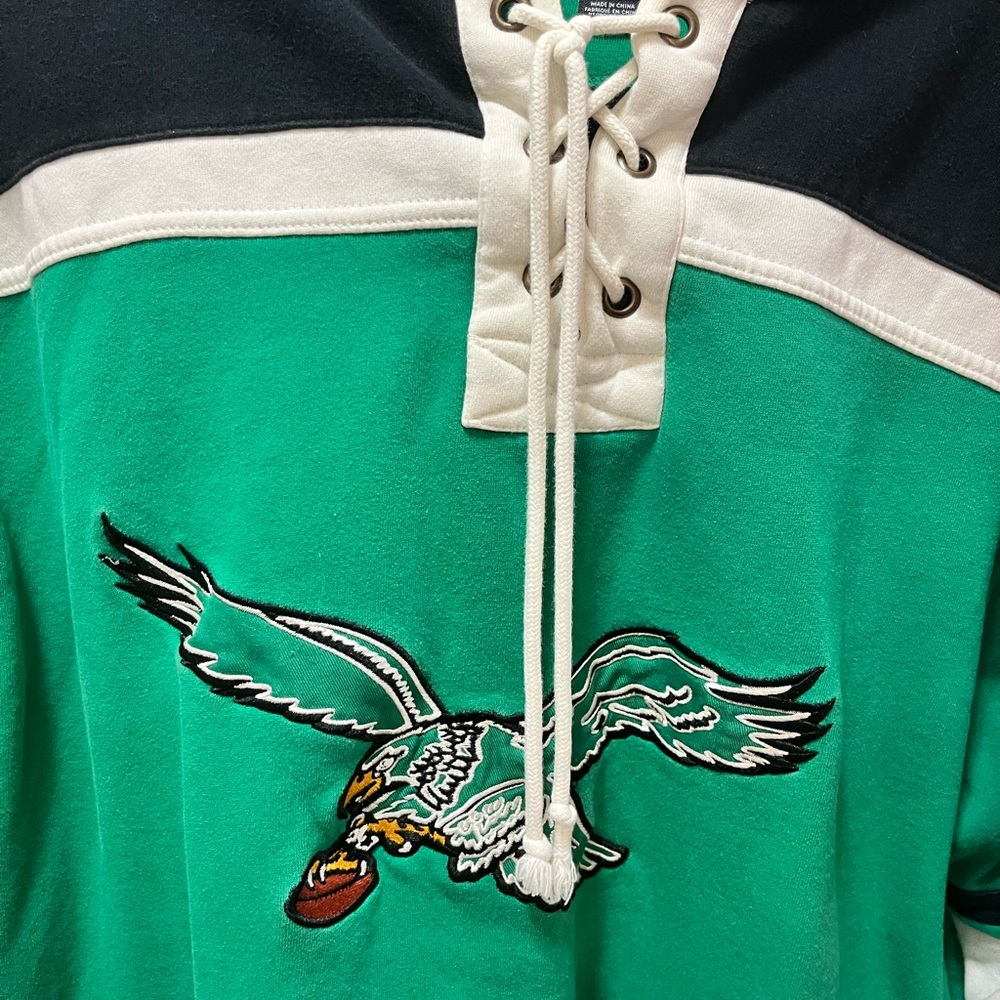 ‘47 Kelly Green Philadelphia Eagles Throwback Superior Lacer Hoodie Size XXL - Picture 4 of 11